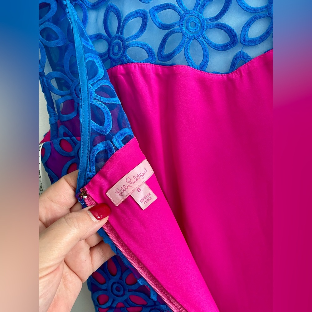Rare!!! Lilly Pulitzer Pink/Blue/Purple Gorgeous Coctail Dress size 8 - Picture 8 of 16